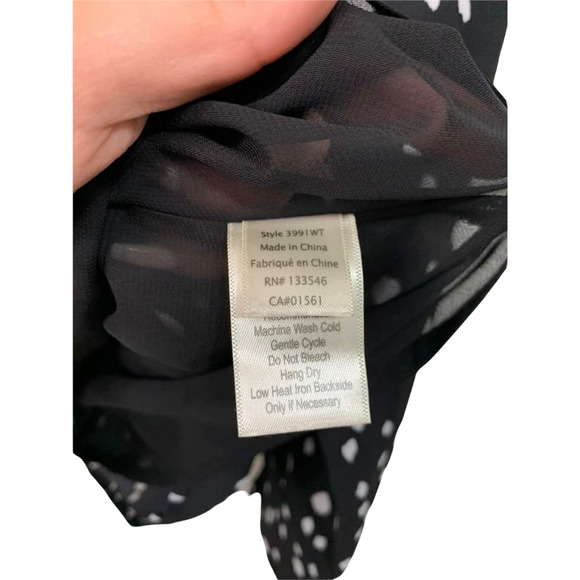 ecru Ross Mock Neck Long Sleeve Black White Spotted Blouse Size Small #3991WT - Picture 4 of 8